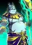  anthro belly canine clothed clothing magic male mammal multi_ear navel nipples overweight ptcmtr solo staff third_eye tokyo_afterschool_summoners topless tsathoggua 