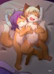  auvere balls bed blush canine cub cute digital_media_(artwork) duo eyes_closed female fox fur lying male male/female mammal nipples nude on_back open_mouth penis pillow pussy sibling sleeping young 