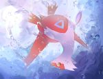  blue_background bubble claws closed_mouth dragon from_below full_body gen_3_pokemon latias looking_at_viewer nagakura_(seven_walkers) no_humans pokemon pokemon_(creature) solo underwater upside-down yellow_eyes 