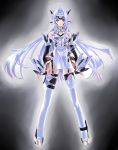  android bare_shoulders blue_hair breasts canyue_(frankie0730) closed_mouth commentary_request cyborg elbow_gloves gloves highres kos-mos long_hair looking_at_viewer marker_(medium) red_eyes solo thighhighs traditional_media xenosaga 