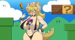  animal_humanoid big_breasts bowsette_meme breasts cleavage clothed clothing duo female human human_on_humanoid humanoid mammal mastergodai micro nintendo super_crown video_games 