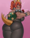  alternate_species animal_humanoid back_muscles biceps blush bowser bowsette_meme bracelet breasts brown_skin butt clothed clothing collar crossgender crown duo facial_hair female hair hat horn horned_humanoid human humanoid humanoidized jewelry koopa krekk0v larger_female low-angle_view male mammal mario mario_bros muscular muscular_female mustache nintendo not_furry open_mouth pointy_ears ponytail rear_view red_eyes red_hair scalie sharp_teeth shell short_hair size_difference smaller_male solo_focus spiked_bracelet spiked_collar spiked_shell spiked_tail spikes super_crown sweat teeth tight_clothing video_games 