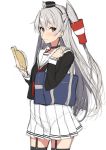  amatsukaze_(kantai_collection) bag blush book choker closed_mouth cowboy_shot dress gloves grey_hair hairband hat holding itsui_(dihydrogenmonoxid) kantai_collection long_hair looking_at_viewer looking_to_the_side mini_hat school_bag school_uniform see-through serafuku short_dress simple_background sketch smokestack_hair_ornament solo suspenders thighhighs tilted_headwear two_side_up white_background white_gloves yellow_eyes zettai_ryouiki 