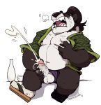  2018 anthro balls bear belly clothing cum erection eyes_closed fundoshi haps humanoid_hands japanese_clothing male mammal marazhu masturbation moobs navel nipples overweight overweight_male panda pandaren penis simple_background sitting solo underwear video_games warcraft white_background 