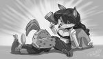  big_breasts big_hair black_and_white bound breasts canine carmelita_fox dazed domination female fluffy fluffy_tail fox hair jimmy_(jamearts) kiss_mark lizard male mammal monochrome police ranged_weapon raygun reptile scalie shonuff44 sly_cooper_(series) video_games weapon 
