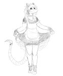  ambiguous_gender anthro black_and_white clothed clothing crossdressing didelphid girly hladilnik legwear maid_uniform male mammal marsupial monochrome ryallin_kelevra simple_background solo stockings uniform 