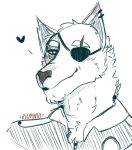  canine clothing cute eye_patch eyewear male mammal orion piercing scar uniform wolf 