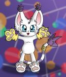  absurd_res big_eyes candy clothing cute digimon feline female food front_view gatomon gloves hi_res lollipop looking_at_viewer mammal pawpads ririnmon solo tailband vector 