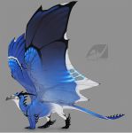  2014 ambiguous_gender averrisvis digital_media_(artwork) dragon feral grey_background horn membranous_wings scalie simple_background solo spines standing western_dragon wings 