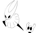  arthropod black_and_white clothing dress duo hollow_knight hollow_knight_(species) hornet_(hollow_knight) insect monochrome protagonist_(hollow_knight) ɯ(_&ndash;_&ndash;_)ɯ 