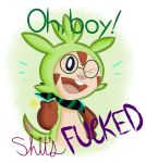  2016 alpha_channel carmen_(sigh-fi) chespin digital_drawing_(artwork) digital_media_(artwork) dipstick_tail english_text eyewear fan_character glasses looking_at_viewer multicolored_tail neckerchief nintendo one_eye_closed open_mouth open_smile pok&eacute;mon pok&eacute;mon_(species) profanity reaction_image sigh-fi smile solo star text thumbs_up video_games wink 