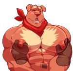  2018 abs alpha_channel canine cursedmarked disembodied_hand duo eyes_closed male mammal muscular muscular_male nipple_play nipples open_mouth pecs simple_background solo solo_focus transparent_background 
