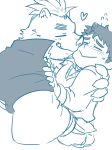  &lt;3 2018 anthro blush boar clothed clothing duo eyes_closed gouryou hug human male mammal mohawk nunutaro3 overweight overweight_male porcine tokyo_afterschool_summoners 