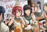  :d ^_^ arm_up bad_id bad_pixiv_id bangs beamed_eighth_notes birthday_party black_hair blue_hair blunt_bangs blurry blurry_foreground blush bottle bow box brown_eyes brown_hair cake cake_hat candle cellphone chocolate clapping closed_eyes closed_mouth commentary cup depth_of_field disposable_cup english_commentary food food_on_face fork fruit gift gift_box green_eyes green_neckwear grey_neckwear hair_ornament hairclip hand_on_own_face happy_birthday heart holding holding_fork holding_gift kunikida_hanamaru kurosawa_dia kurosawa_ruby love_live! love_live!_sunshine!! matsuura_kanan multiple_girls musical_note neckerchief on_chair open_mouth orange_juice papi_(papiron100) parted_lips phone plate red_bow red_eyes red_hair red_neckwear school_uniform shelf shirt short_hair short_sleeves sidelocks signature sitting slice_of_cake smartphone smile strawberry taking_picture tsushima_yoshiko two_side_up uranohoshi_school_uniform v watanabe_you white_shirt whiteboard wiping_face wooden_table yellow_neckwear 