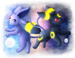  ambiguous_gender bokurei duo eeveelution espeon feral looking_at_viewer nintendo pok&eacute;mon pok&eacute;mon_(species) purple_eyes red_eyes umbreon video_games 