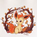  artist_name autumn autumn_leaves brown_eyes brown_sclera commentary dated english_commentary full_body gen_4_pokemon happy highres leaf leafeon mushroom no_humans open_mouth phoelion pokemon pokemon_(creature) pumpkin scan signature sitting smile solo traditional_media tree white_background 