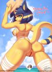 &lt;3 2018 animal_crossing ankha_(animal_crossing) areola bandage breasts burgerkiss butt cat cloud dialogue digby_(animal_crossing) english_text feline female hat hi_res inside mammal nintendo nipples pussy signature text video_games water 