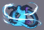  angry anthro bioluminescence blue_scales fin glowing invalid_color magic male naga nude open_mouth purple_eyes reptile scales scalie serpentine simple_background snake solo spearfrost teeth tendrils tongue tongue_out water zhorcodi 
