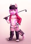  2018 anthro bastion bdsm black_nose bubble_gum choker clothed clothing cub digital_media_(artwork) disimple_background female fingerless_gloves fishnet fishnet_legwear flat_chested gloves hair legwear mammal mustelid nipples otter pink_hair pussy pyravia red_eyes simple_background solo standing toes translucent transparent_clothing underwear white_background young 