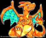  2016 3_fingers 3_toes ambiguous_gender black_background blue_eyes charizard claws crossed_arms feral flaming_tail full-length_portrait grin looking_at_viewer membranous_wings nintendo orange_scales pok&eacute;mon pok&eacute;mon_(species) portrait pose scales signature simple_background smile snout solo teeth the-star-hunter toe_claws toes video_games watermark wings 