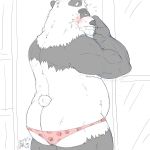  2018 anthro bear belly blush butt clothing humanoid_hands male mammal overweight overweight_male panda solo tanutronik753_k underwear 