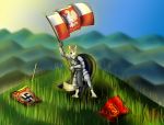  absurd_res anthro canine defeated flags glaska_wolf hi_res knight mammal polonia rise smartwhitefang solo sovietic 