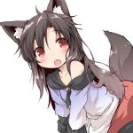  :o animal_ears brown_hair commentary_request dress fangs flat_chest imaizumi_kagerou long_hair long_sleeves looking_at_viewer natsu_no_koucha off_shoulder open_mouth red_eyes simple_background single_bare_shoulder sketch solo tail touhou white_background wolf_ears wolf_tail 
