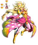  2018 blonde_hair boots breasts bubble_skirt cleavage cleavage_cutout commentary crown crownette detached_sleeves english_commentary fabio_fontes floating_hair full_body gloves gold_skin hair_bobbles hair_ornament knee_boots large_breasts long_hair low_twintails mario_(series) navel new_super_mario_bros._u_deluxe no_pupils personification signature skirt solo spiked_hair super_crown thighhighs transparent_background twintails underboob underboob_cutout what_if white_gloves yellow_sclera 