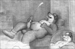  after_masturbation anthro balls bd bed belly big_penis black_and_white canine clothing cum cum_on_face cum_on_self dog fur hand_on_chest hand_on_penis humanoid_penis legwear looking_at_viewer lying male mammal masturbation monochrome mostly_nude navel on_bed orgasm pencil_(artwork) penis slightly_chubby socks solo tongue tongue_out traditional_media_(artwork) 