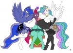  &lt;3 2018 anthro anthrofied areola armwear badgerben big_breasts blush breast_squish breasts cleavage clothed clothing elbow_gloves equine eye_scar female friendship_is_magic gloves group horn huge_breasts hyper hyper_breasts legwear lingerie mammal my_little_pony nipple_bulge panties princess_celestia_(mlp) princess_luna_(mlp) scar simple_background sitting solo stockings tempest_shadow_(mlp) thong underwear unicorn white_background winged_unicorn wings 
