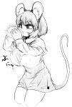  animal_humanoid big_breasts breasts buchineko clothed clothing eating female food hair holding_object humanoid inner_ear_fluff mammal monochrome mouse_humanoid nazrin rodent sandwich_(food) shirt short_hair skirt solo touhou 