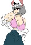  animal_humanoid big_breasts big_ears bra breasts buchineko cleavage clothed clothing female grey_hair hair humanoid inner_ear_fluff mammal mouse_humanoid nazrin open_mouth red_eyes rodent short_hair skirt solo touhou underwear undressing 