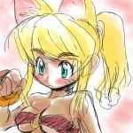  1girl animal_ears blonde_hair breasts eyebrows eyebrows_visible_through_hair female liru lowres o-ring sketch solo 