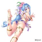  :o anklet armlet ass bare_back bare_shoulders barefoot barefoot_sandals bikini blue_bikini blue_eyes blush bow breasts cao_(sangoku_infinity) circlet commentary_request flower from_behind gem hair_flower hair_intakes hair_ornament hand_up highres jewelry kneepits leg_up long_hair looking_at_viewer looking_back lying medium_breasts nail_polish official_art on_stomach open_mouth otosume_ruiko pink_flower pink_nails ponytail purple_flower sangoku_infinity side-tie_bikini simple_background solo swimsuit tassel thighlet toe_ring toenail_polish toenails toes underboob veil very_long_hair water wet white_background white_bow 