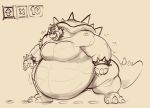  2018 belly biceps big_belly bowser collar dice digital_media_(artwork) goopomancer koopa macro male mario_bros nintendo overweight pecs scalie shell solo spiked_collar spikes video_games weight_gain 