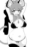  animal_humanoid big_breasts blush bra breasts clothed clothing female hair humanoid inner_ear_fluff jewelry legwear mammal mostly_nude mouse_humanoid navel nazrin necklace open_mouth panties ringed_eyes rodent short_hair solo sweat thigh_highs torso_(hjk098) touhou underwear 