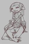  3_toes 4_fingers anus armor asura bottomless braided_hair ciees clothed clothing female guild_wars hair humanoid pussy ribbons short_stack sketch snowskau solo toes video_games 