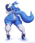  alternate_color anthro big_breasts big_butt breasts butt canine clothing digimon digimon_(species) fan_character female footwear haley_(nightfaux) high_heels huge_breasts huge_butt looking_back mammal msvondran nipples platform_footwear platform_heels renamon shoes slightly_chubby solo standing thick_thighs voluptuous 