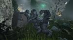  2018 3d_(artwork) abs alien anthro bent_over big_breasts big_butt breasts butt claws depth_of_field detailed_background digital_media_(artwork) female forest grass group group_sex halo_(series) hi_res humanoid male male/female moon muscular night nipples not_furry nude open_mouth outside penetration sangheili sex sky smoke source_filmmaker standing thick_thighs threesome toe_claws toes tree type_zero_werewolf ufo video_games wide_hips 