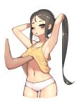  blush breasts ce-_-3 eyebrows grabbing grey_eyes hairband highres long_hair looking_at_viewer original shiny shiny_hair shiny_skin shirt small_breasts very_long_hair yellow_shirt 