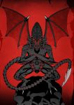  alien claws crossed_arms dragon dragon_wings full_body hero_(do-belman) looking_at_viewer metroid monster nintendo no_humans red_background ridley sharp_teeth solo spikes squatting standing tail teeth wings yellow_eyes 