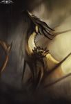  2017 ambiguous_gender ashesdrawn digital_media_(artwork) dragon fantasy feral horn raining scales solo wings wyvern 