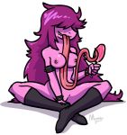  2018 big_hair boots breasts candy clothing deltarune female food footwear hair licking lollipop long_hair long_tongue monster mumblegroan nude saliva scalie simple_background sitting solo susie_(deltarune) tongue tongue_out video_games white_background 