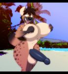  anthro balls beach big_balls big_breasts big_penis black_hair black_nose black_penis breasts brown_fur denny_(dracojeff) dickgirl dracojeff erection fur hair huge_breasts huge_penis humanoid_penis hyena intersex mammal multicolored_fur nipple_pinch open_mouth outside penis pinch seaside short_hair smile solo spots spotted_fur spotted_hyena standing thick_thighs voluptuous yellow_eyes 