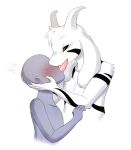  anon asriel_dreemurr asriel_dreemurr_(god_form) boss_monster caprine drooling duo fur goat hair horn male mammal monster mouthplay saliva tognue tongue tongue_out tongueplay tonguing undertale unknown_artist video_games white_fur white_hair yellow_eyes 