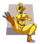  2018 animatronic anthro avian beak big_breasts bird blush breasts chica_(fnaf) chicken clothing digital_media_(artwork) female five_nights_at_freddy&#039;s five_nights_at_freddy&#039;s_2 hi_res looking_at_viewer machine non-mammal_breasts nude pussy robot simple_background smile solo spread_legs spreading teeth underwear video_games 