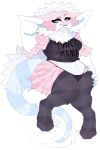  2018 anthro black_clothing blue_eyes blue_fur blue_stripes breasts cake_(honey-beest) cheek_tuft claws clothed clothing digital_media_(artwork) dragon eyelashes facial_markings female fluffy fur furred_dragon honey-beest legwear long_ears looking_at_viewer mane markings navel neck_tuft non-mammal_breasts open_mouth panties paws pink_fur pink_stripes portrait pose raised_eyebrow sharp_teeth slightly_chubby smile snout solo spots stockings striped_legwear striped_stockings striped_tail stripes tail_tuft teeth text thick_thighs tuft underwear white_fur white_spots 