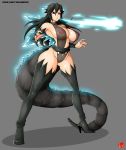  big_breasts breasts camel_toe clothing crossgender female fire footwear godzilla godzilla_(series) high_heels humanoid kaiju_girls_(webcomic) shoes translucent wide_hips witchking00 