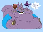  beerus cat dragon_ball dragon_ball_super feline food mammal obese overweight source_request unknown_artist 