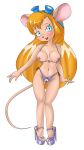  absurd_res anthro areola blush bra breasts butt chip_&#039;n_dale_rescue_rangers clitoris clothed clothing crotchless_panties disney erect_nipples female footwear gadget_hackwrench hi_res high_heels looking_at_viewer mammal mouse nipples panties pussy rodent shoes simple_background solo swimsuit underwear unknown_artist white_background 